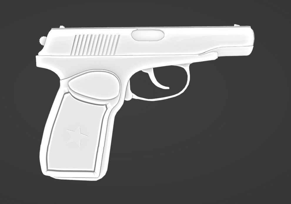 Semi-Detailed Russian Makarov Pistol Low-poly 3D model_6