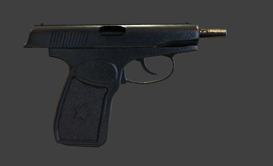 Semi-Detailed Russian Makarov Pistol Low-poly 3D model_5