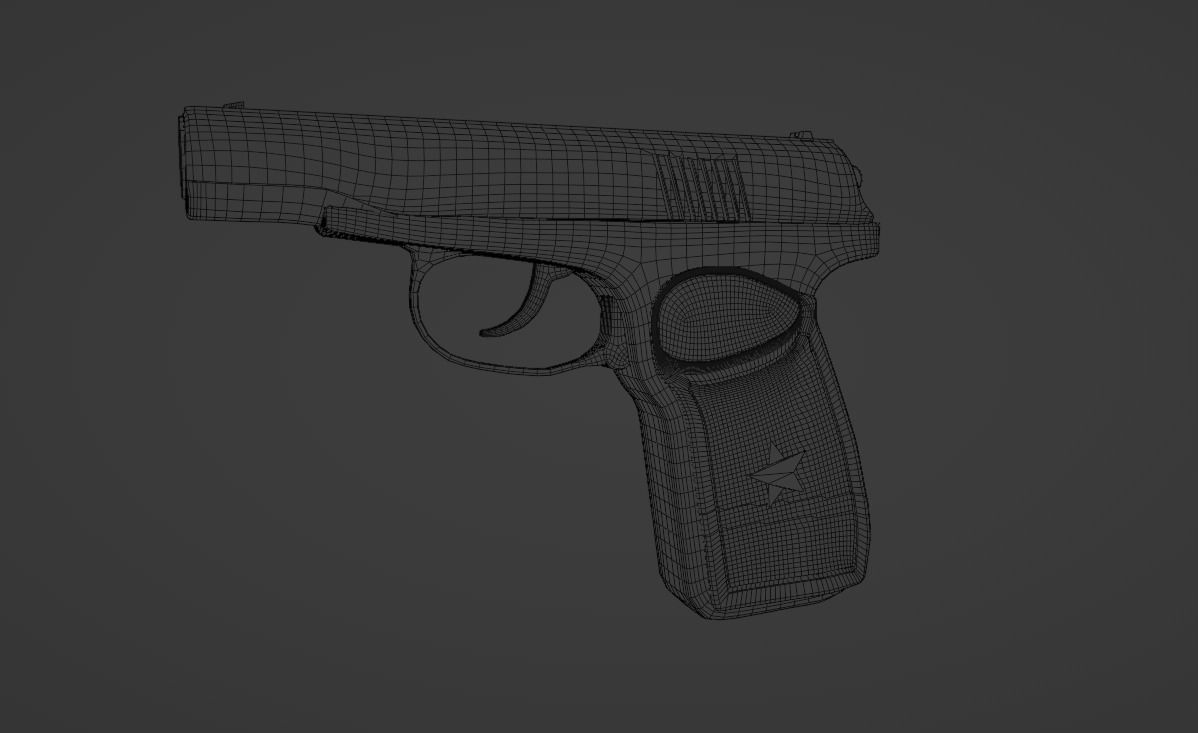 Semi-Detailed Russian Makarov Pistol Low-poly 3D model_9