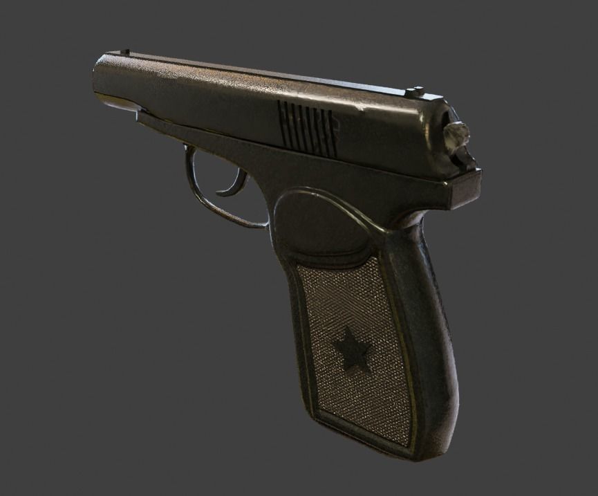 Semi-Detailed Russian Makarov Pistol Low-poly 3D model_4
