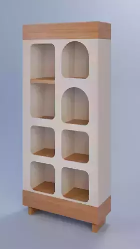 Bookshelf with rounded edge shelves
