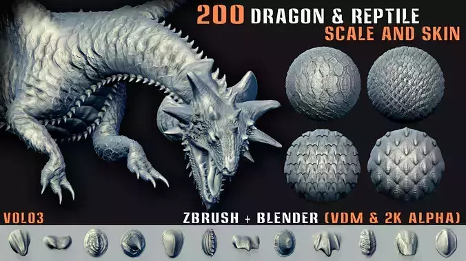 200 Dragon and Reptile Scale and Skin -VDM -Alpha -VOL03