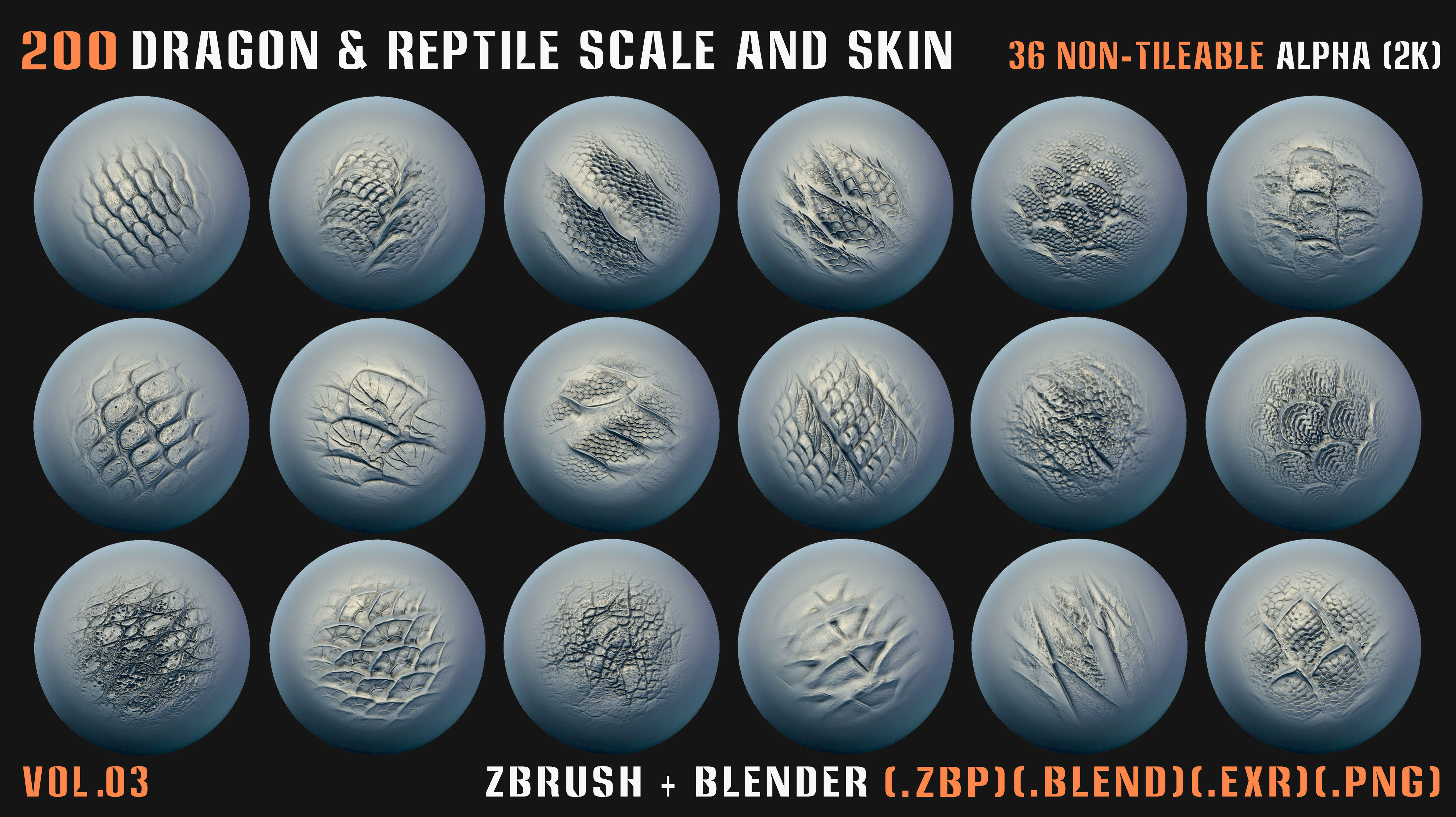 200 Dragon and Reptile Scale and Skin -VDM -Alpha -VOL03 3D model_17
