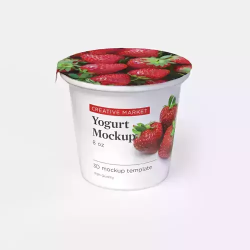 6oz Yogurt Dairy Container Cup with Foil and Plastic Lids 3D model