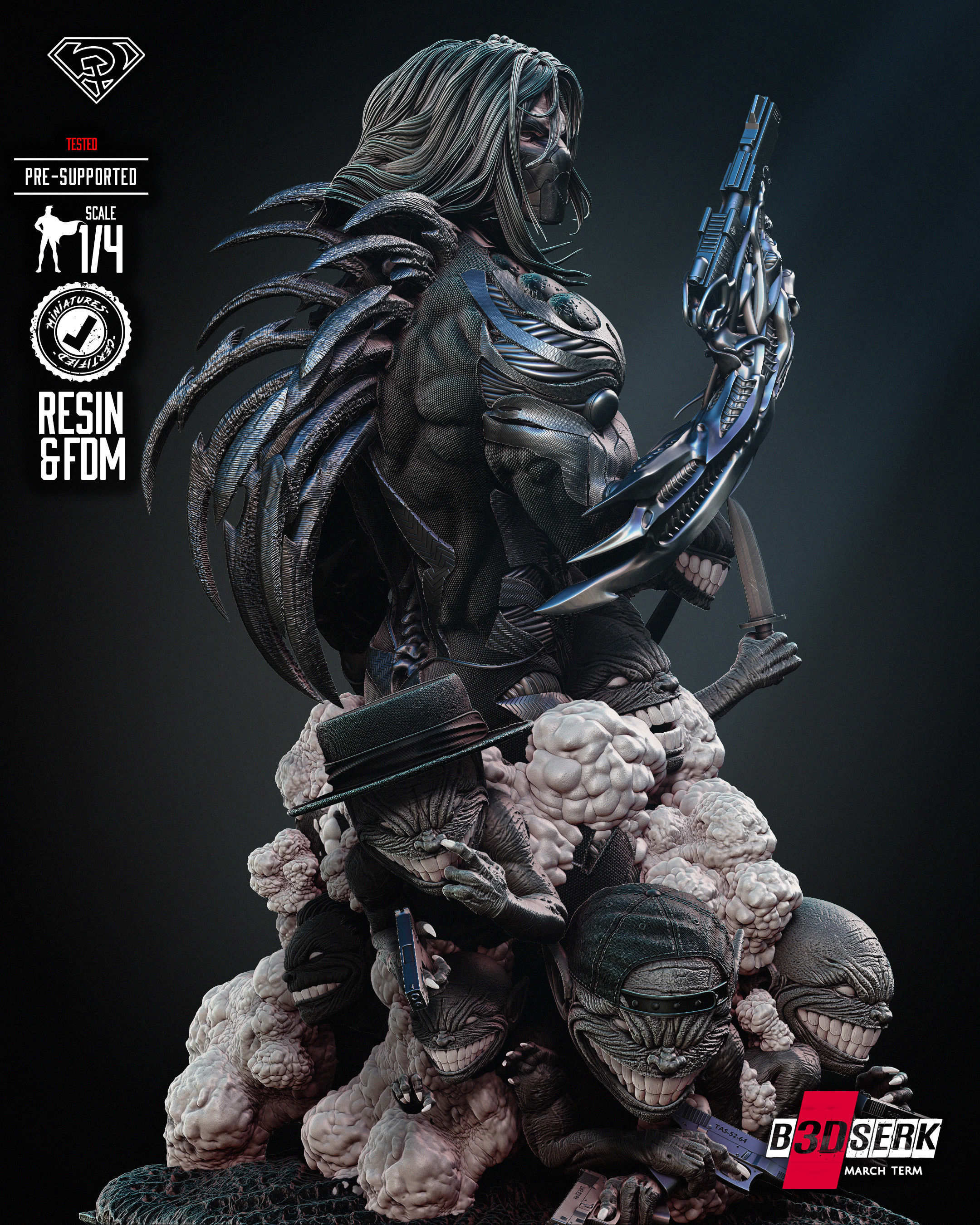 B3DSERK Darkness Bust Tested for 3D printing 3D print model_42