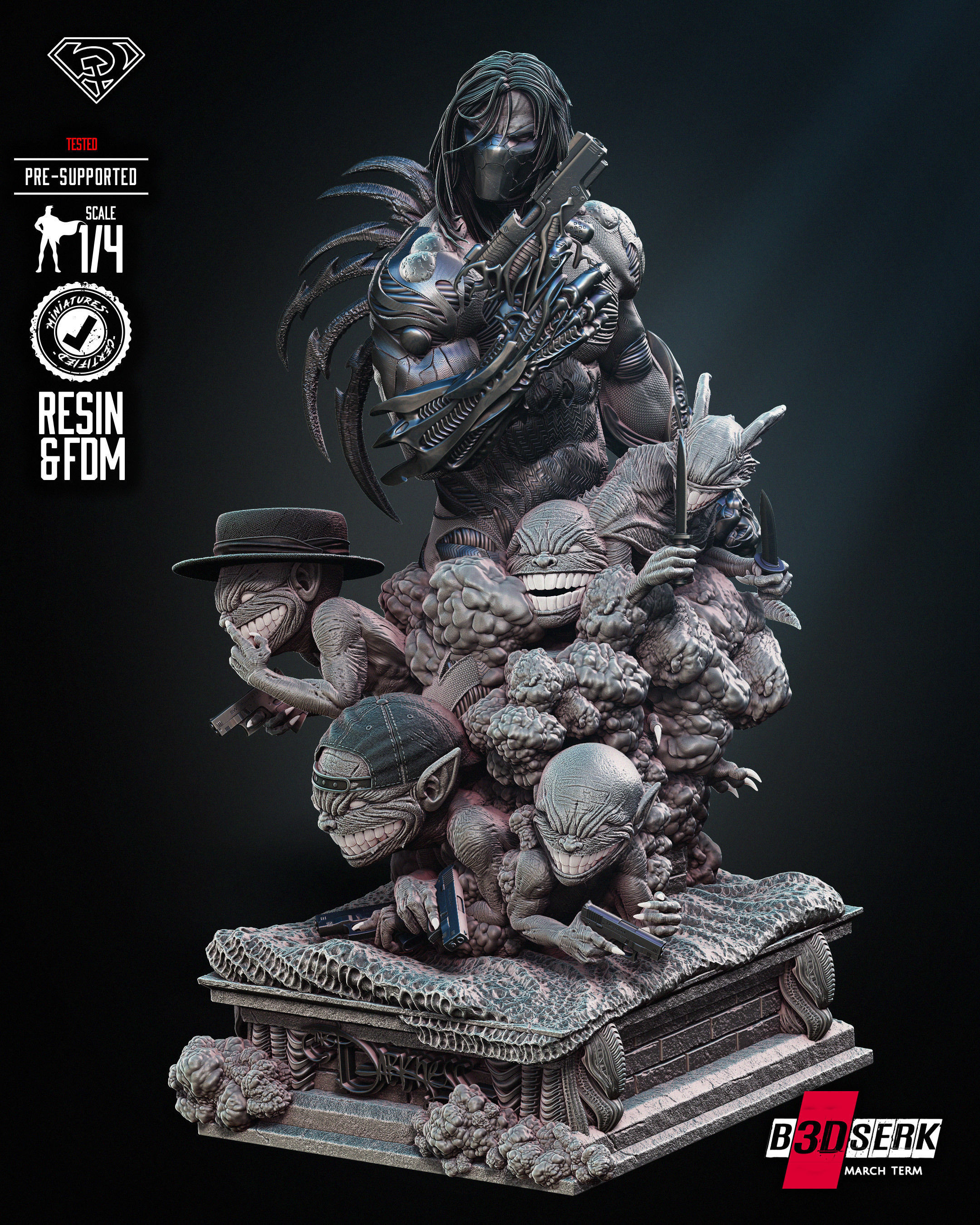 B3DSERK Darkness Bust Tested for 3D printing 3D print model_43