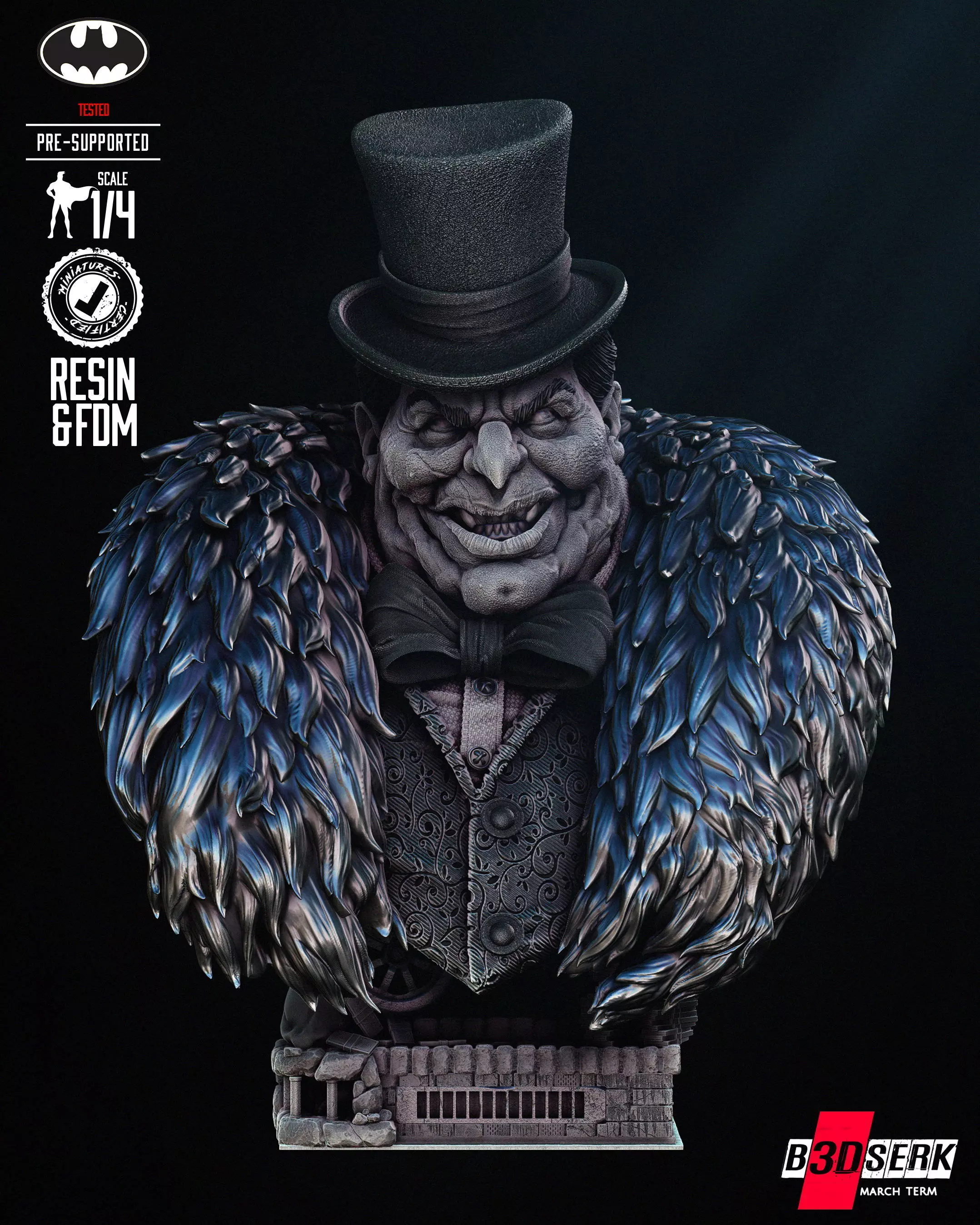 B3DSERK Penguin Portrait Bust Tested for 3D printing 3D print model