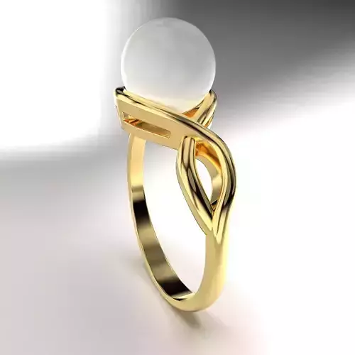 Printable ring with pearl 8mm STL 3D print model