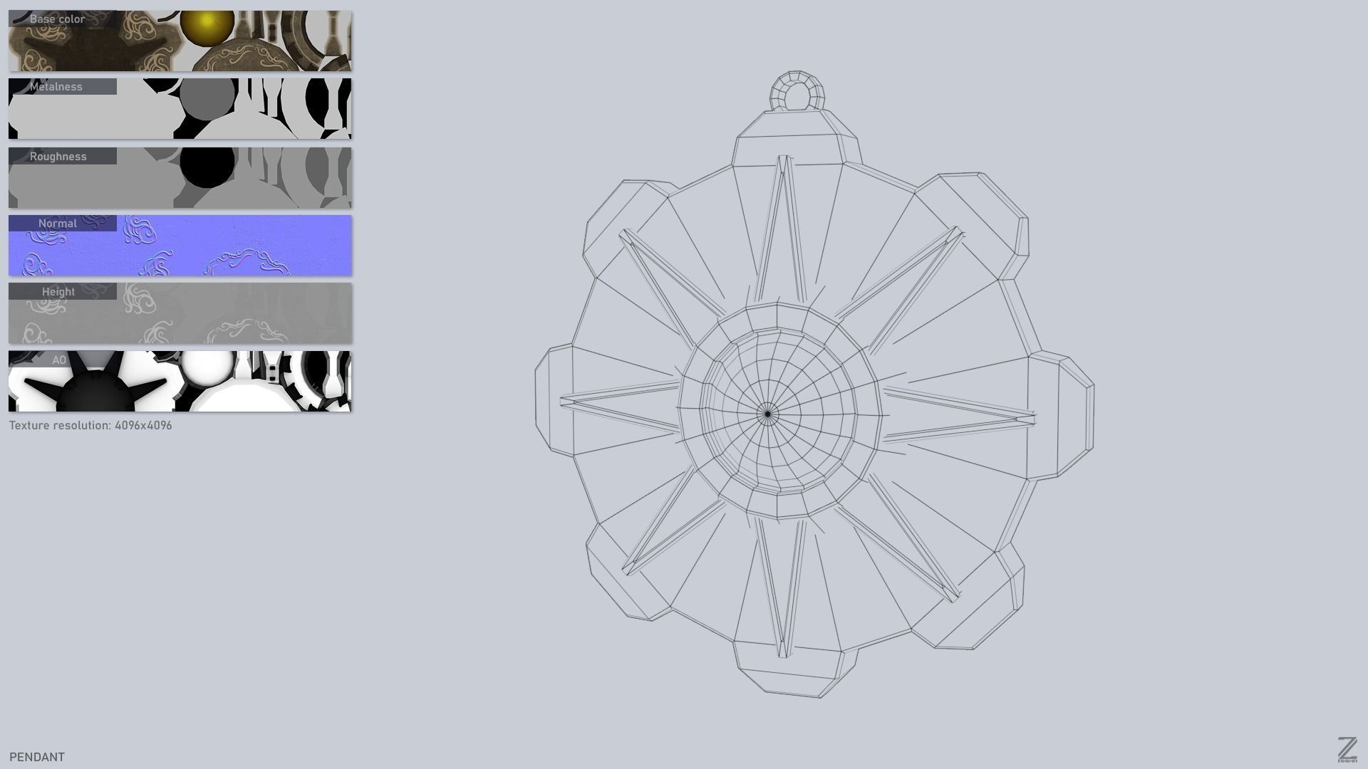 Pendant Low-poly 3D model_3