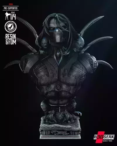 B3DSERK Darkness Portrait Bust Tested for 3D printing 3D print model