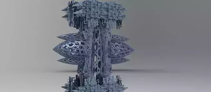 Covenant Skyscraper Docking tower rig  Low-poly 3D model