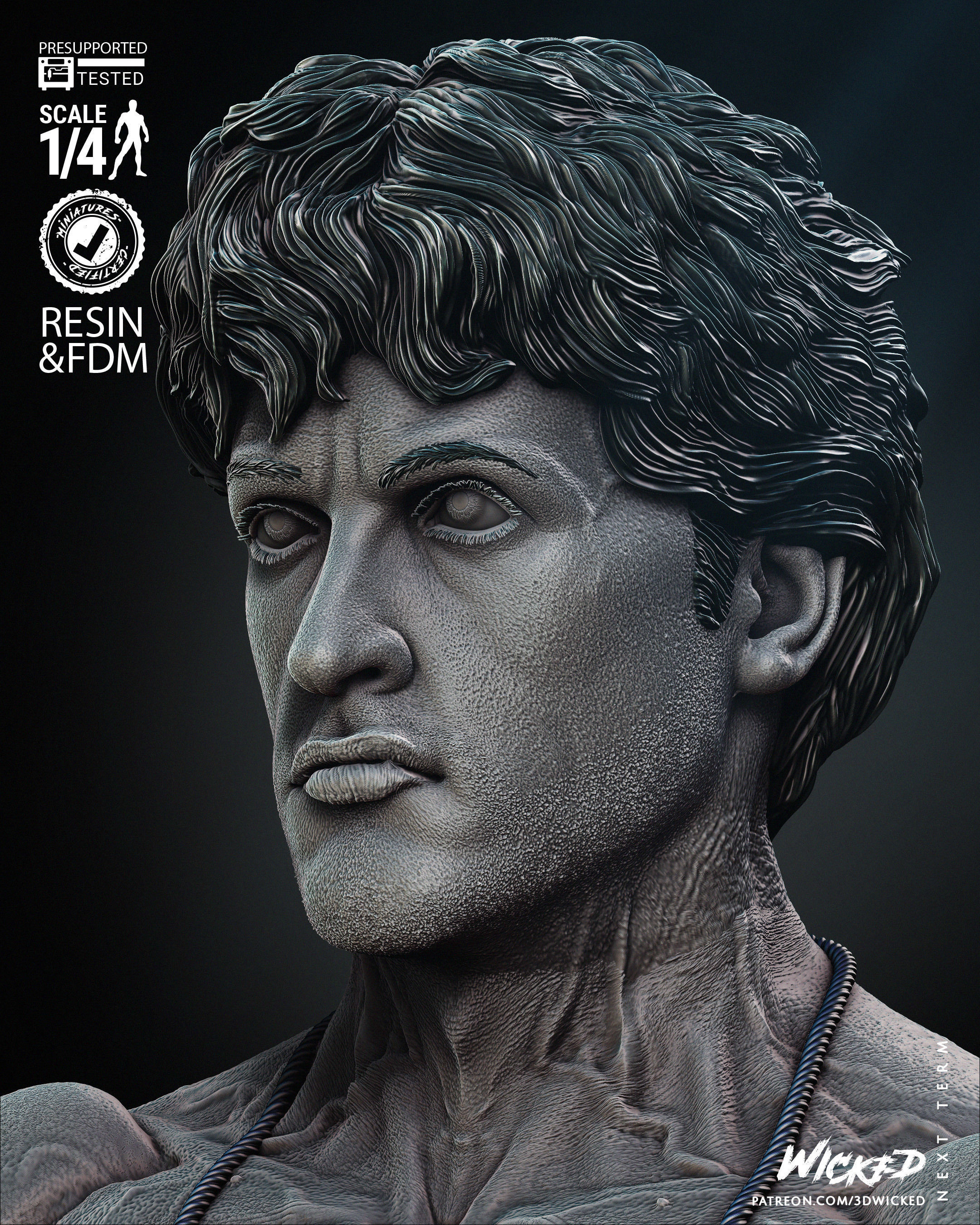 Wicked Movies Rocky Bust Tested for 3D printing  3D print model_9