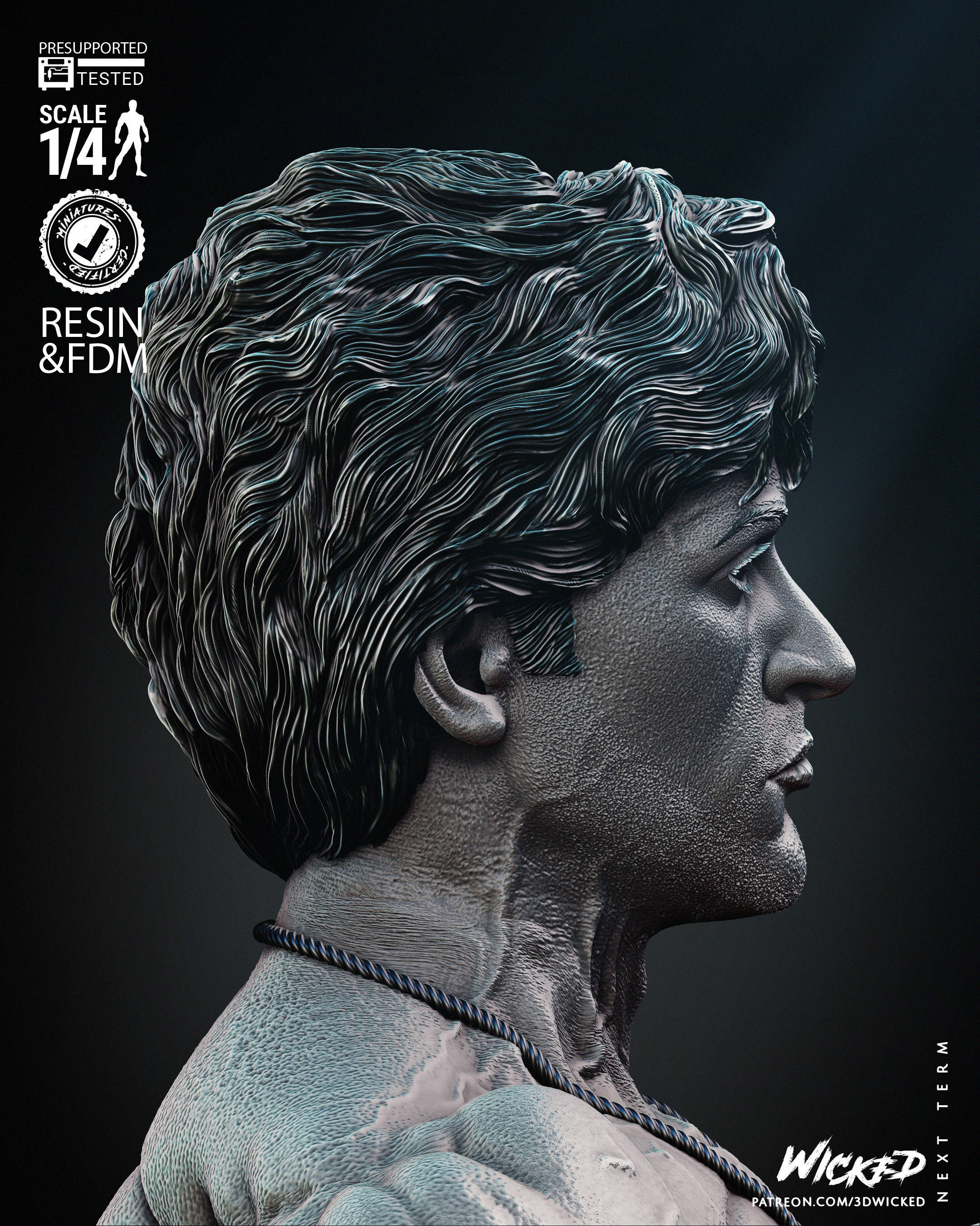 Wicked Movies Rocky Bust Tested for 3D printing  3D print model_7