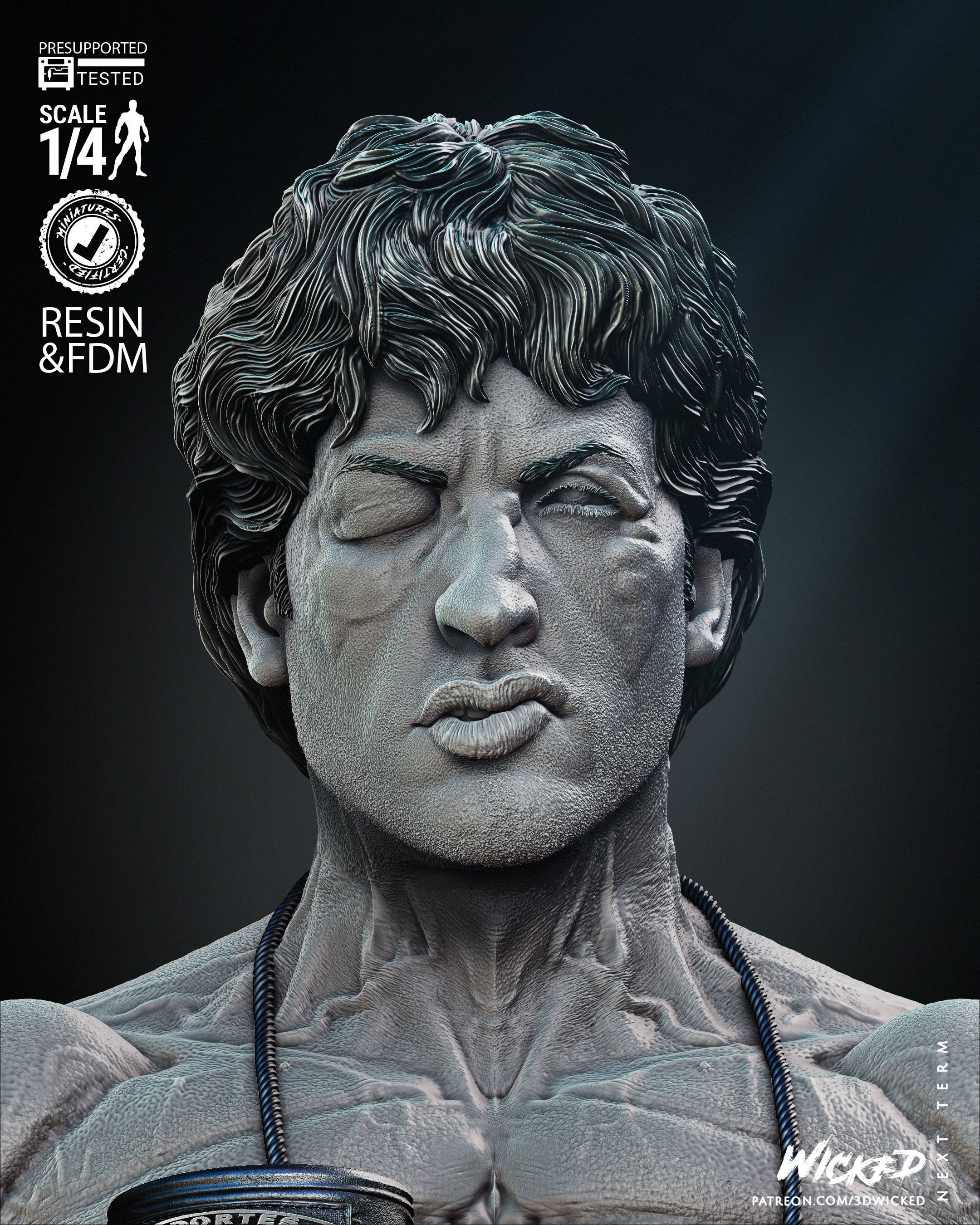 Wicked Movies Rocky Bust Tested for 3D printing  3D print model_67
