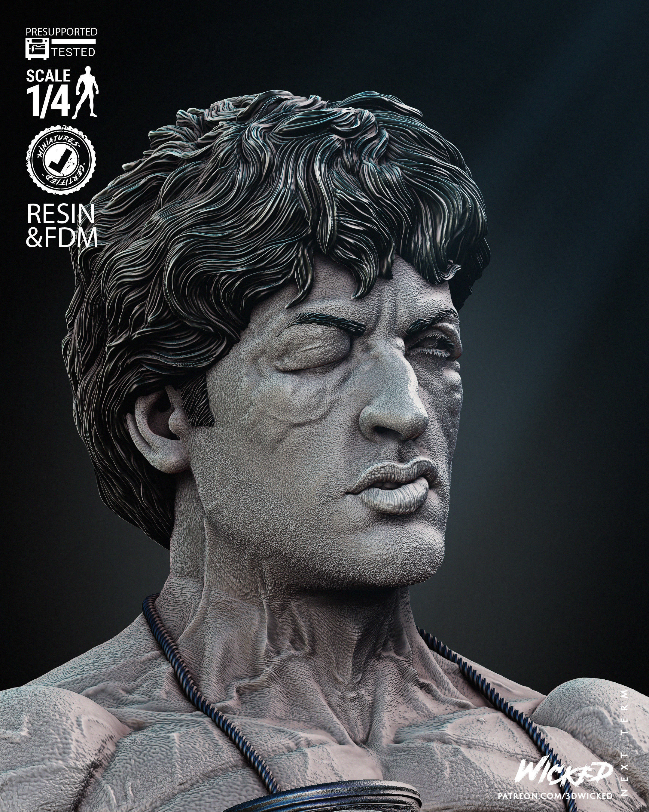 Wicked Movies Rocky Bust Tested for 3D printing  3D print model_43