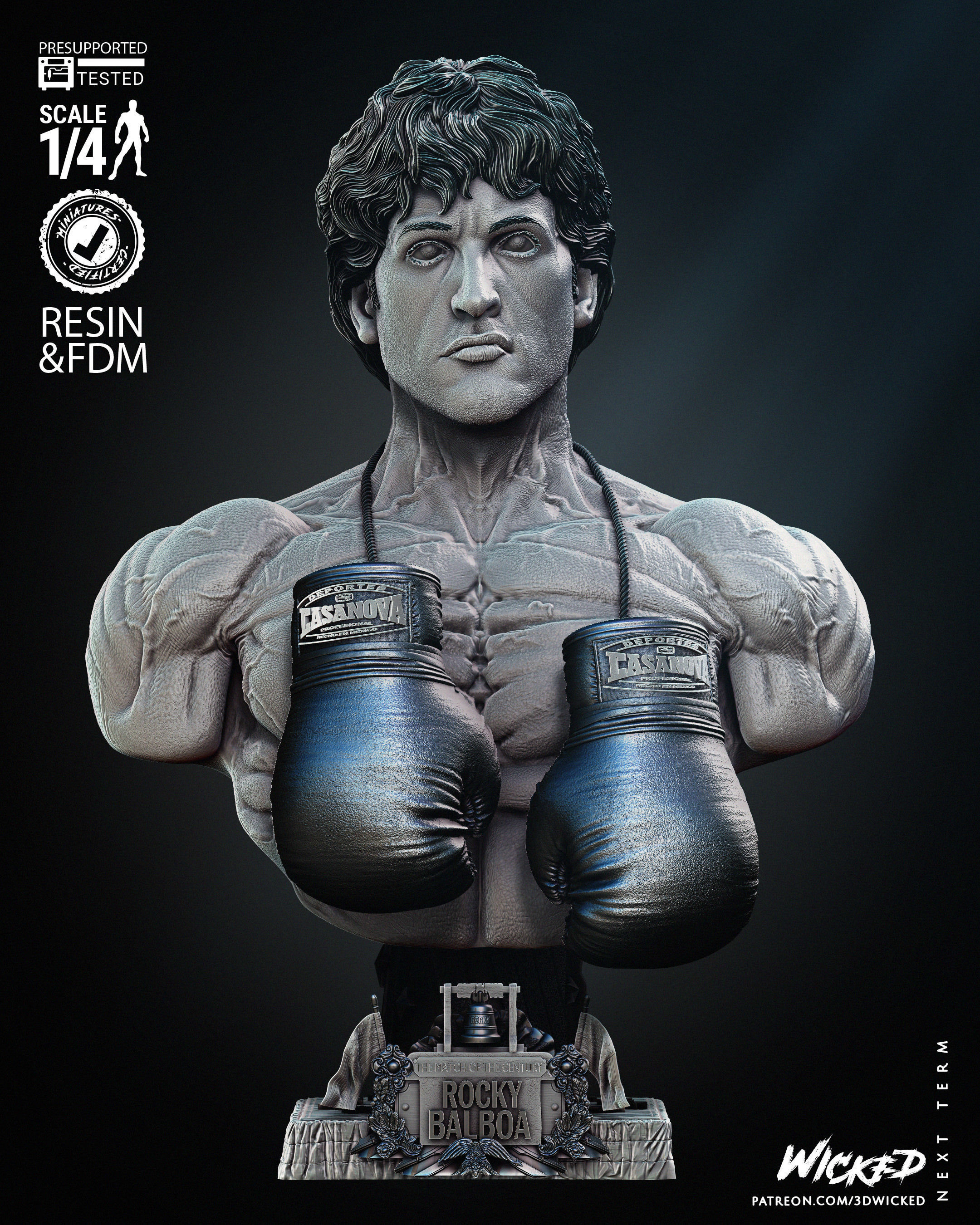 Wicked Movies Rocky Bust Tested for 3D printing  3D print model_54