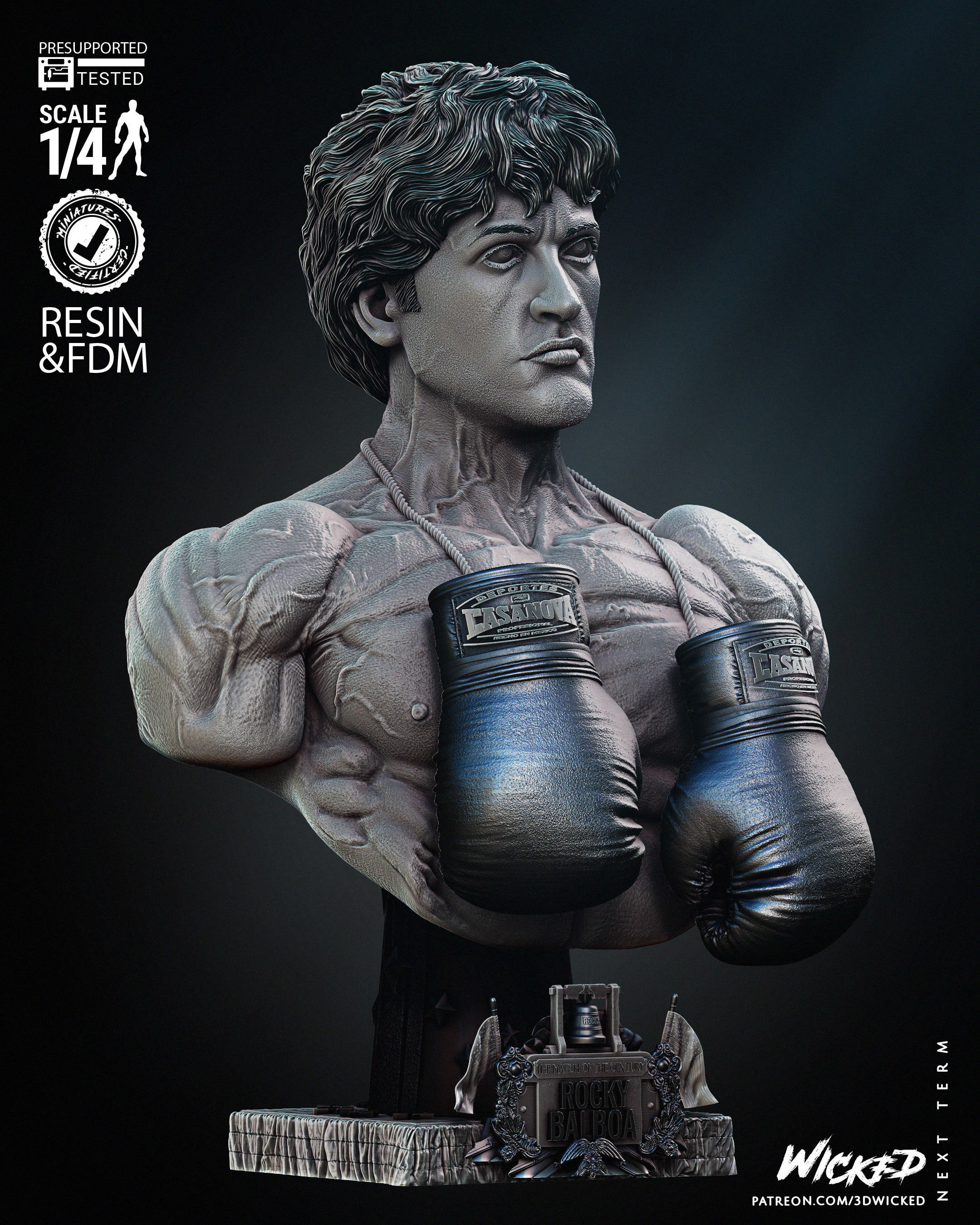 Wicked Movies Rocky Bust Tested for 3D printing  3D print model_69