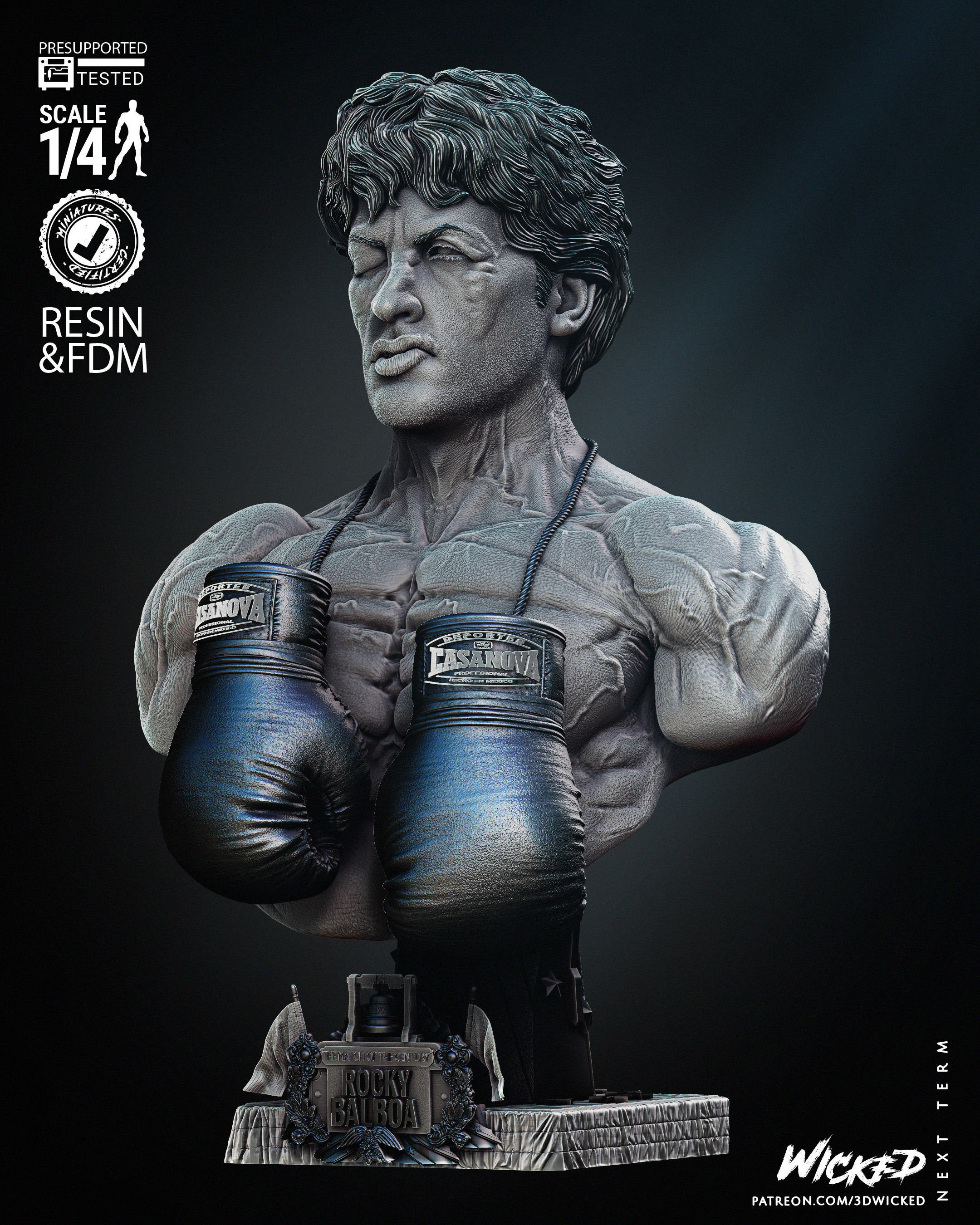 Wicked Movies Rocky Bust Tested for 3D printing  3D print model_60