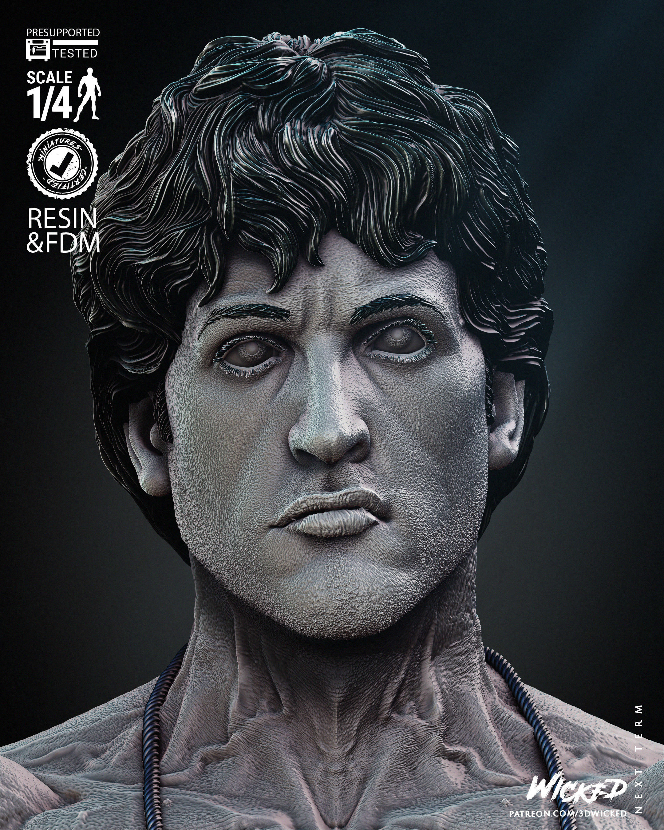 Wicked Movies Rocky Bust Tested for 3D printing  3D print model_49