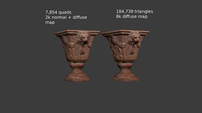 Goblet 001 photogrammetric scan low and high poly Free low-poly 3D model