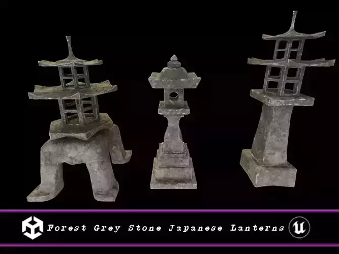 Forest Grey Stone Japanese Lanterns