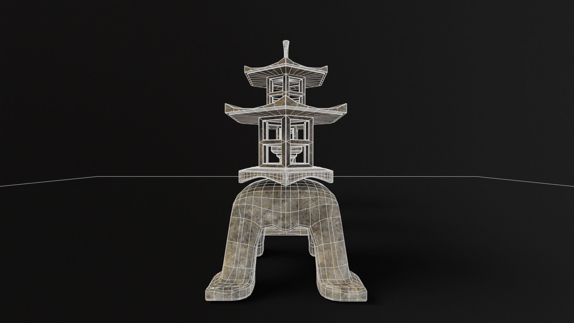 Forest Grey Stone Japanese Lanterns Low-poly 3D model_11