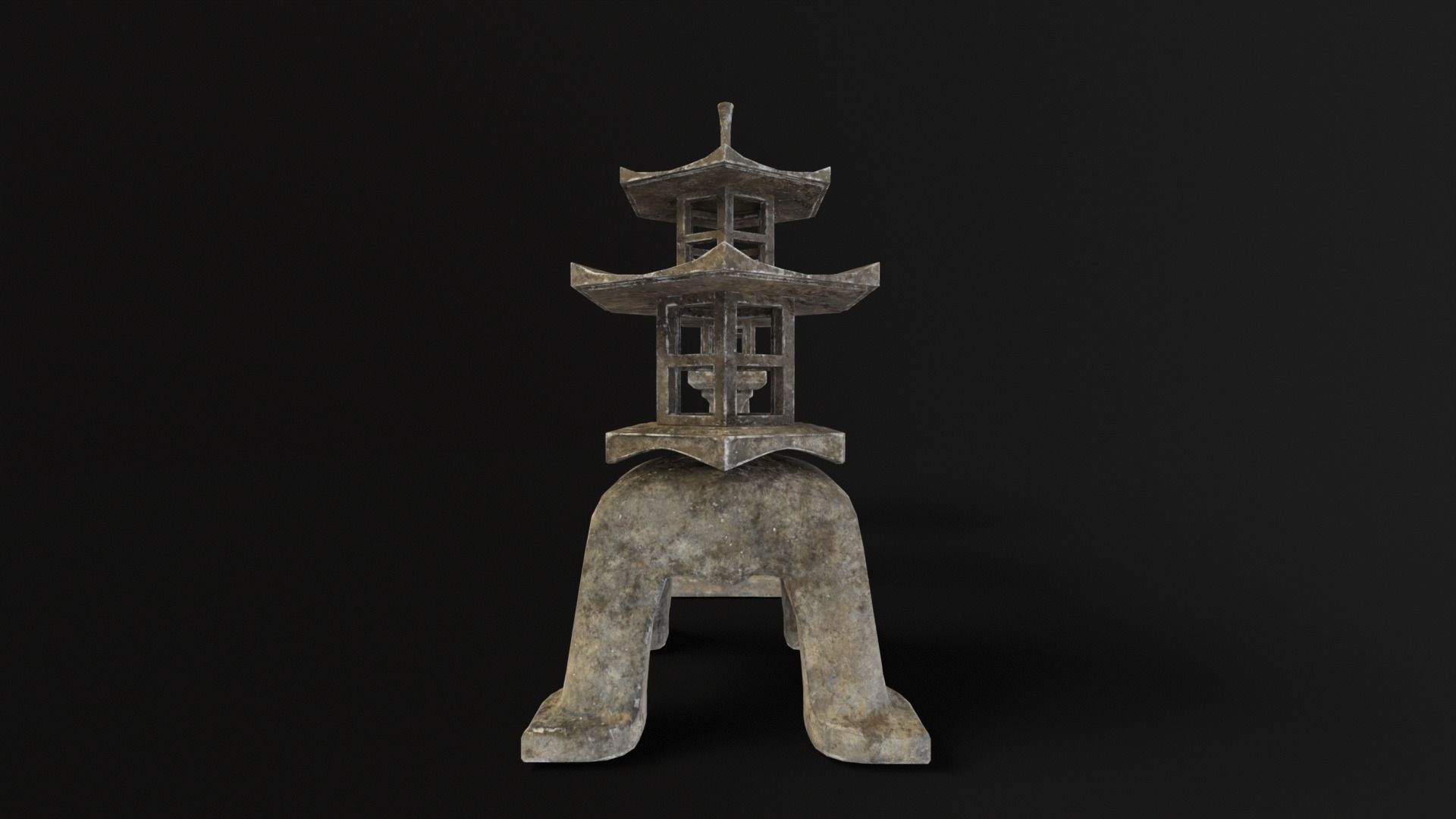 Forest Grey Stone Japanese Lanterns Low-poly 3D model_10