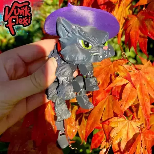 Black Cat Flexi Print In Place plus figure and keychain