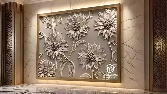 Modern Wall Panel Relief for CNC and 3D Printing 06  3D print model