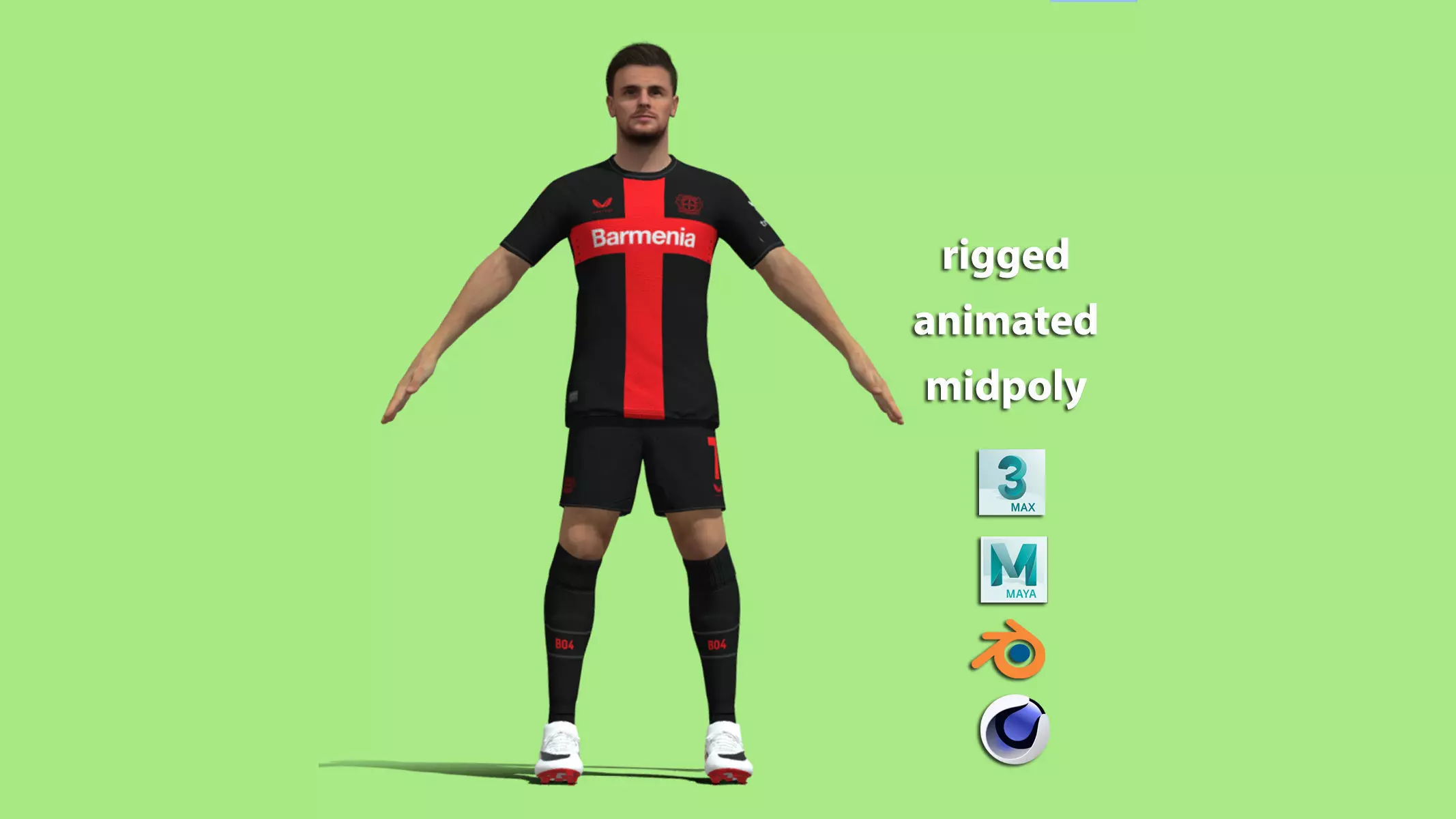 T-Pose Rigged Jonas Hofmann Leverkusen 3D model_0