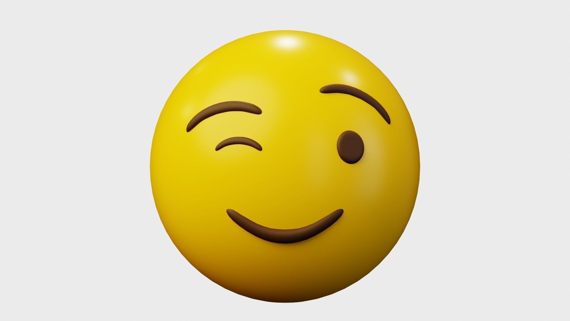 Wink Face Emoticon Emoji or Smiley 3D model_2