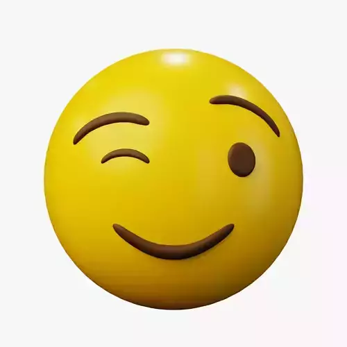 Wink Face Emoticon Emoji or Smiley 3D model