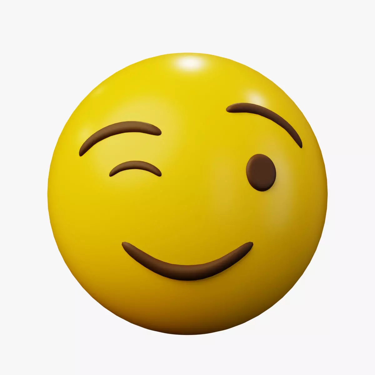 Wink Face Emoticon Emoji or Smiley 3D model_0