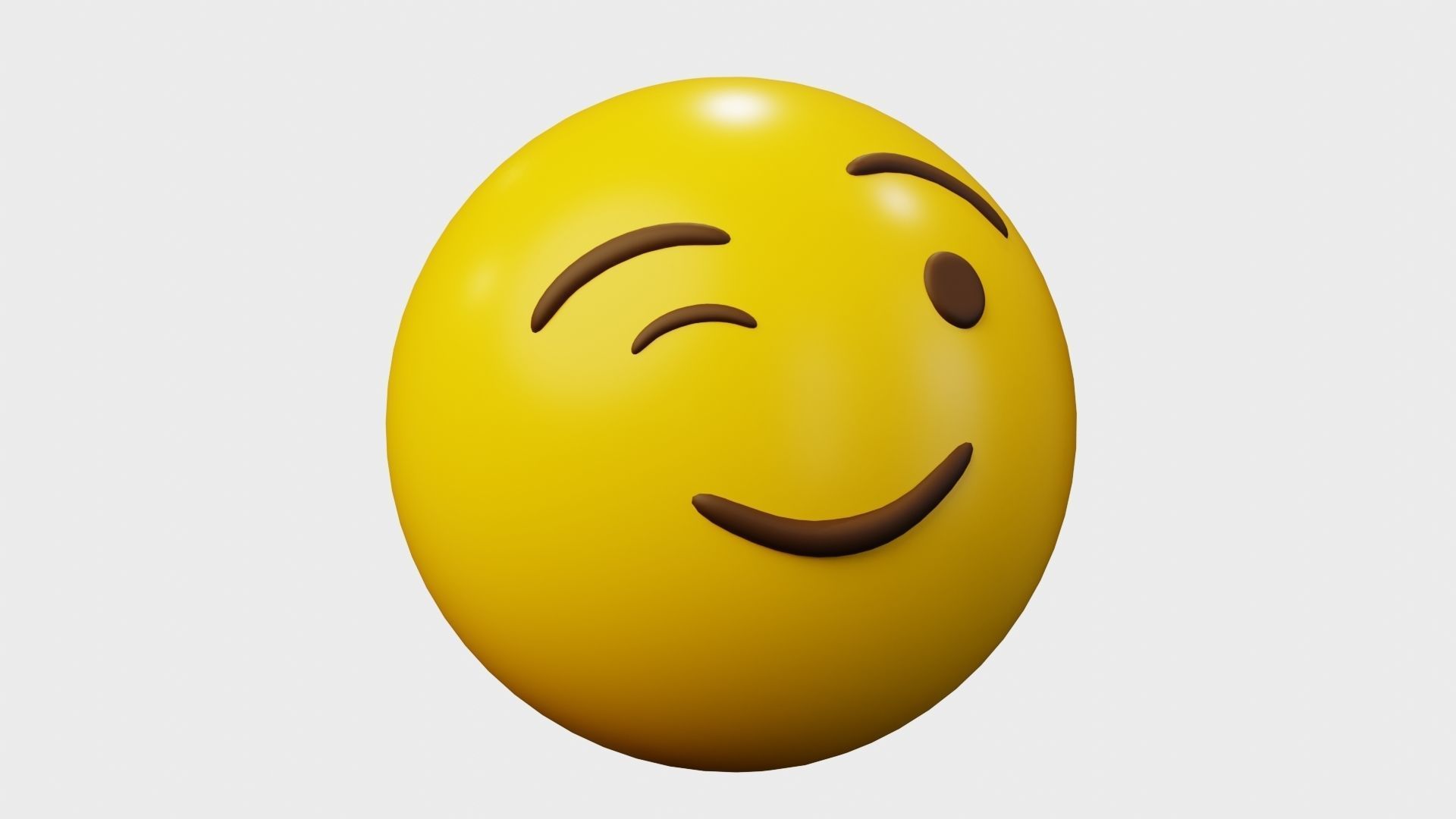 Wink Face Emoticon Emoji or Smiley 3D model_5