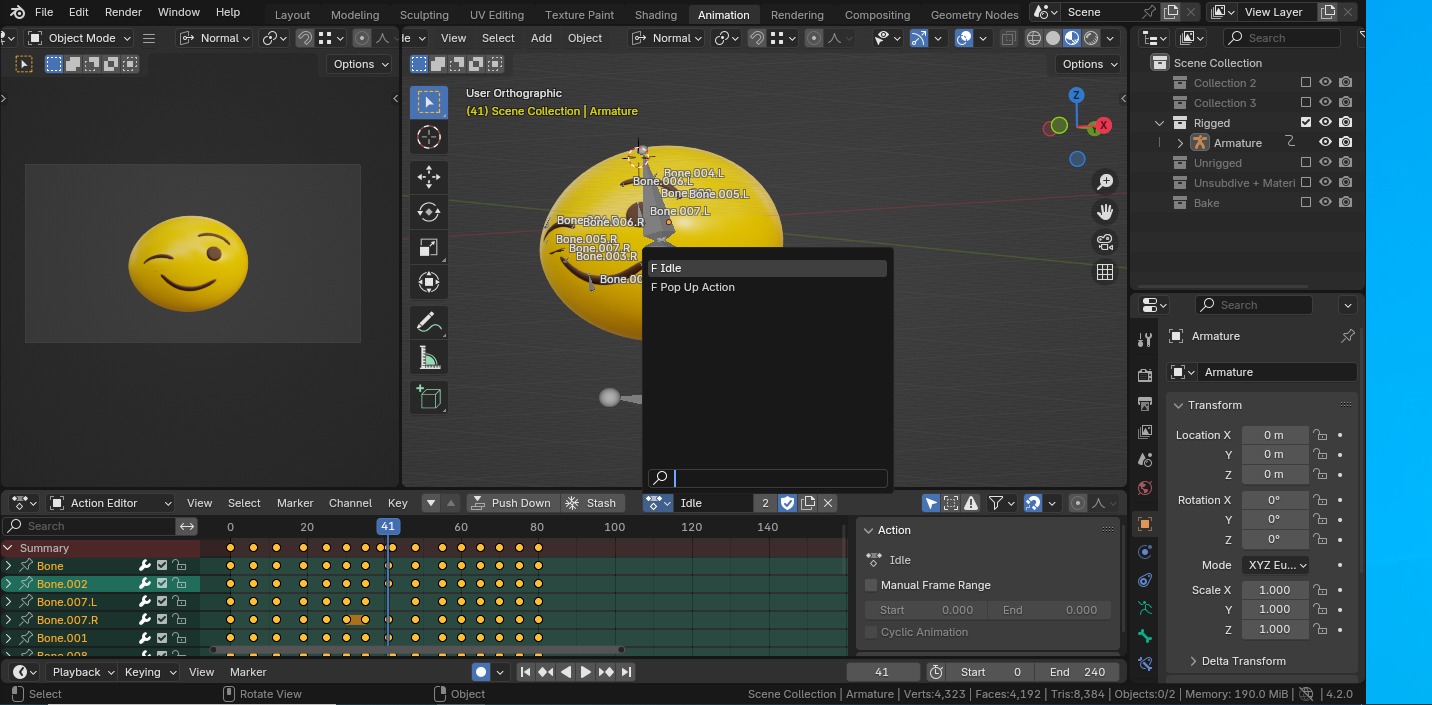 Wink Face Emoticon Emoji or Smiley 3D model_9
