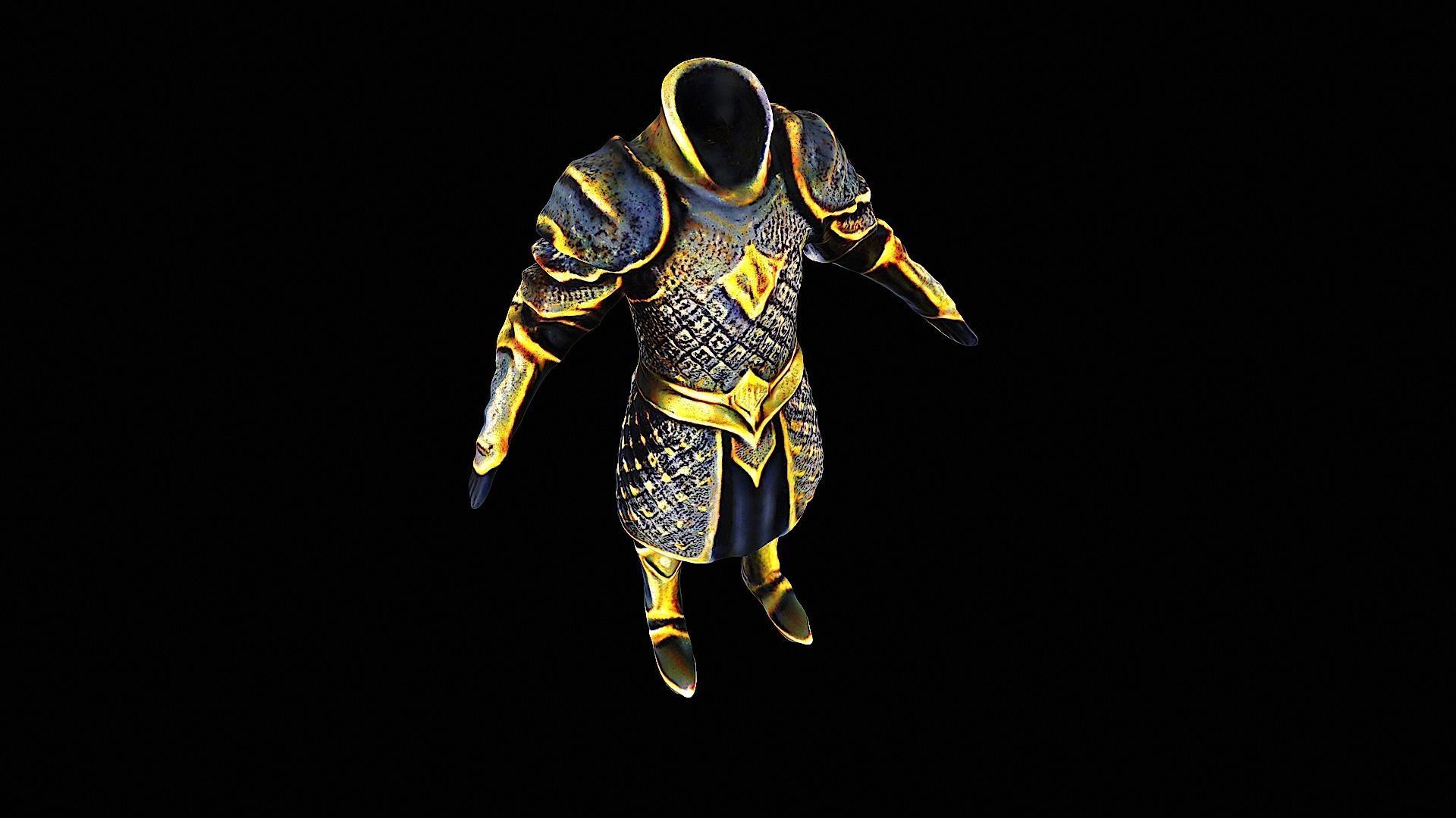 golden armor 3D model_9