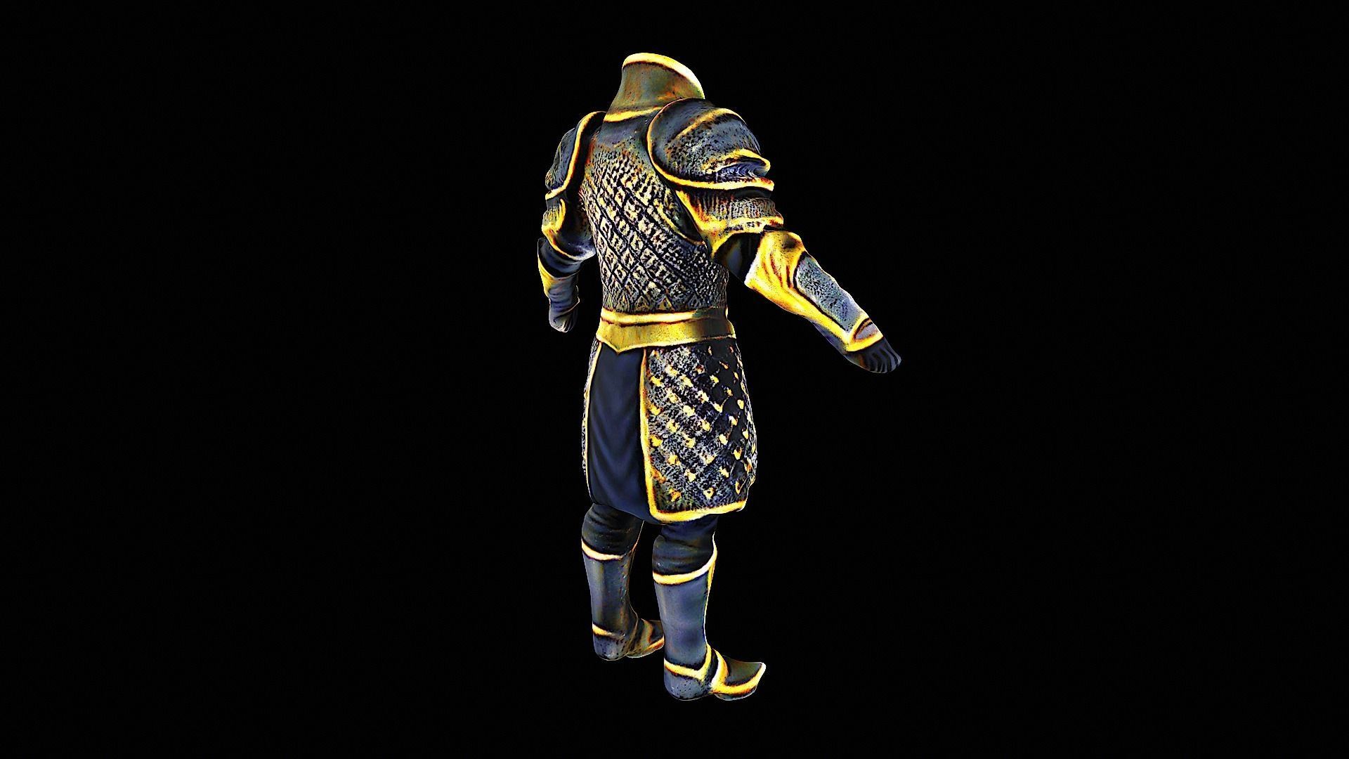 golden armor 3D model_3