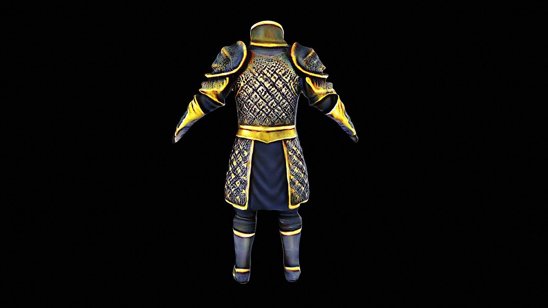 golden armor 3D model_4