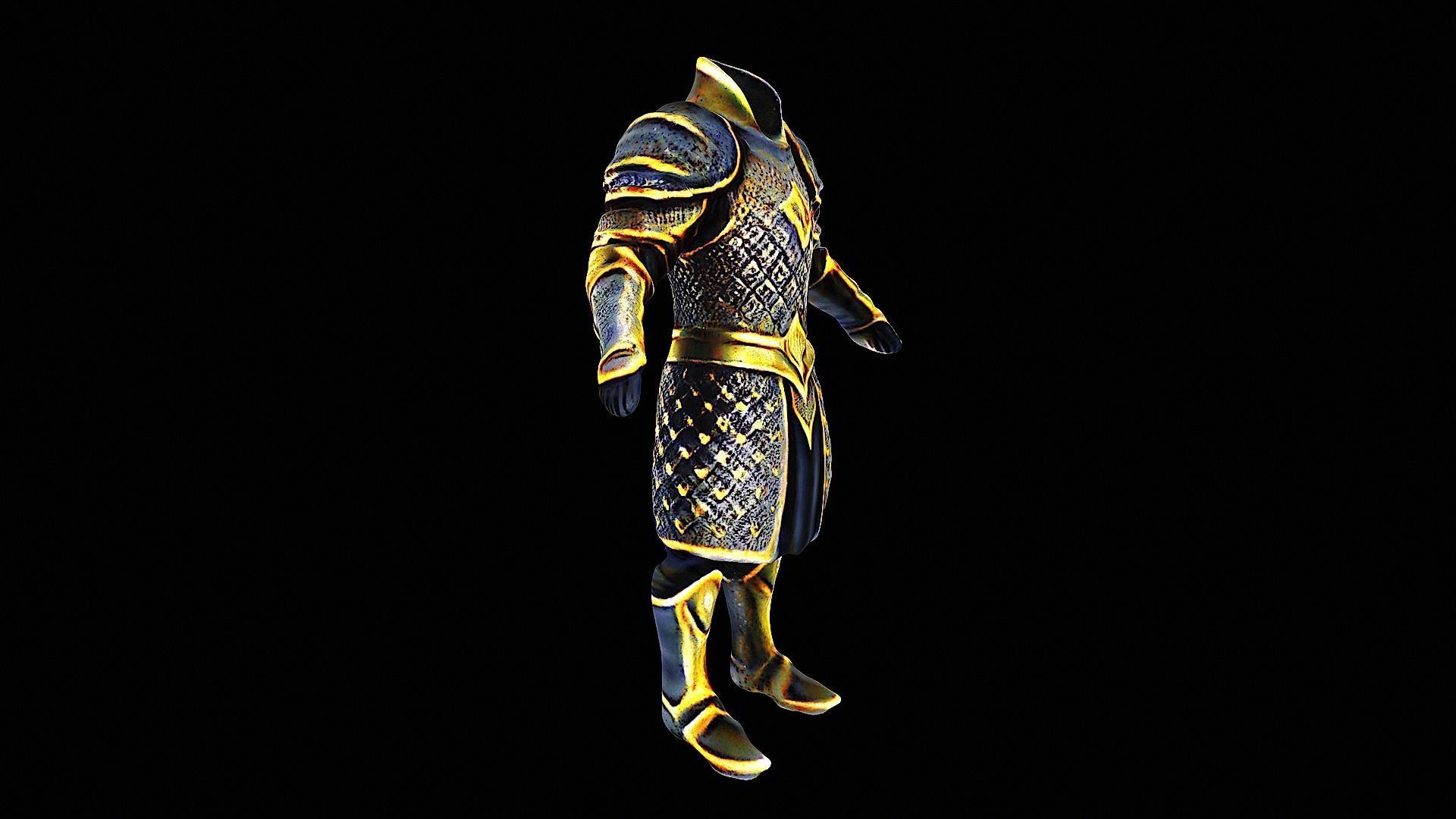 golden armor 3D model_1