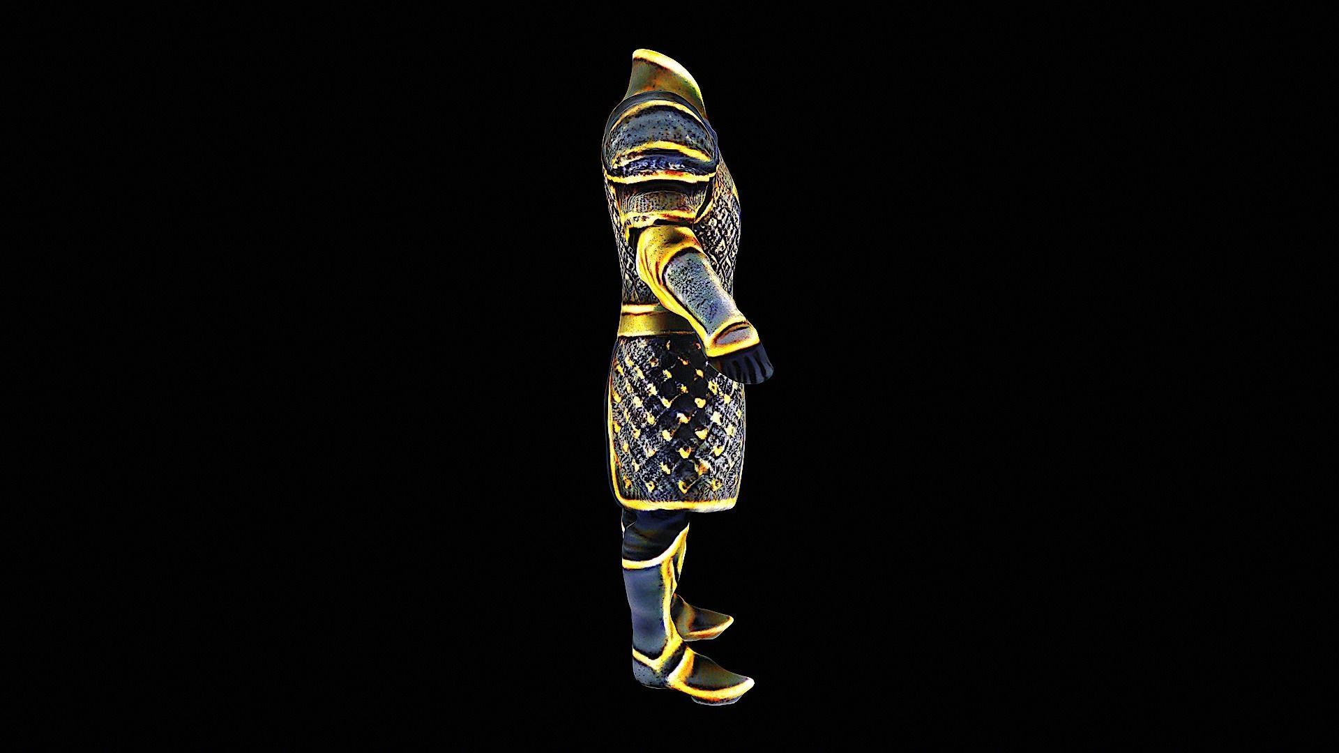 golden armor 3D model_2