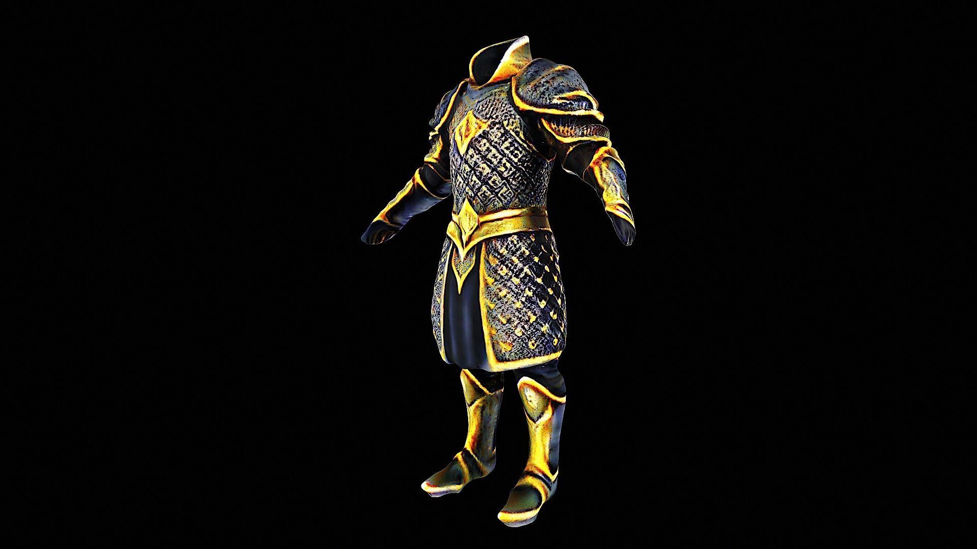 golden armor 3D model_7