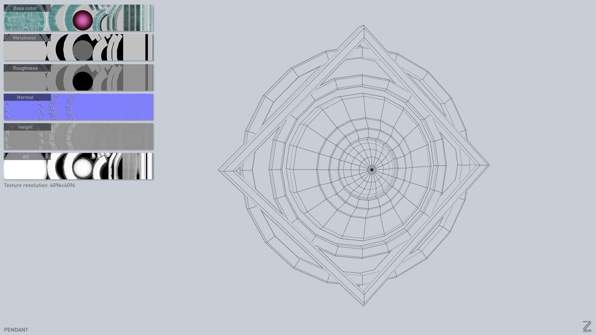 Pendant Low-poly 3D model_3