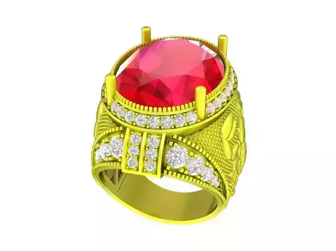 7927 oval diamond scorpion men ring 3D print model