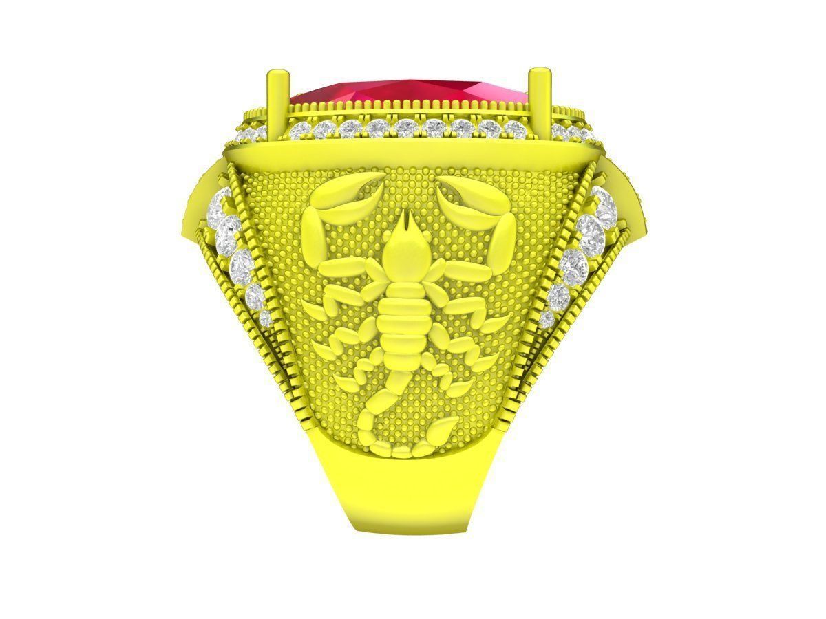 7927 oval diamond scorpion men ring 3D print model_4