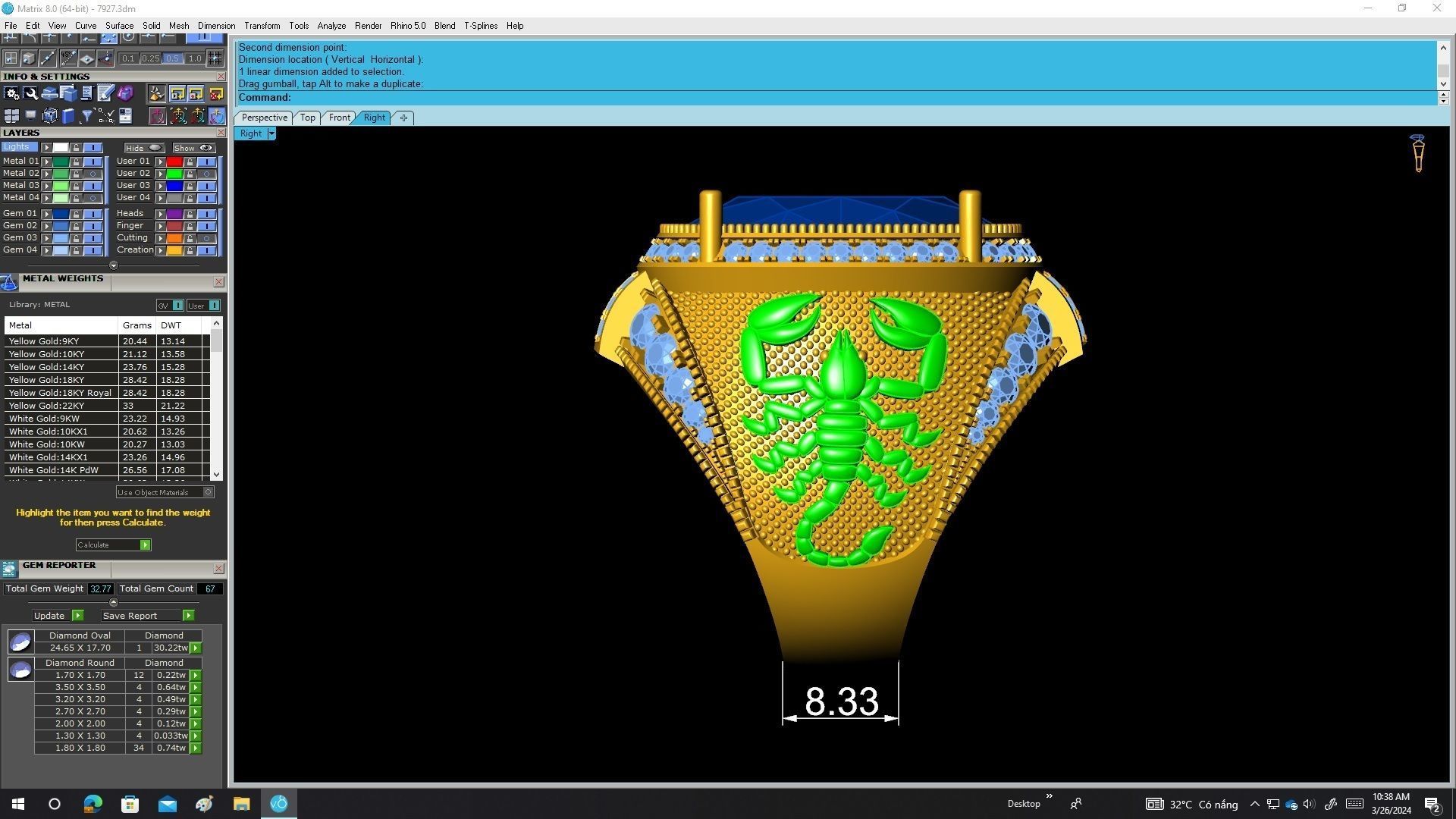 7927 oval diamond scorpion men ring 3D print model_7