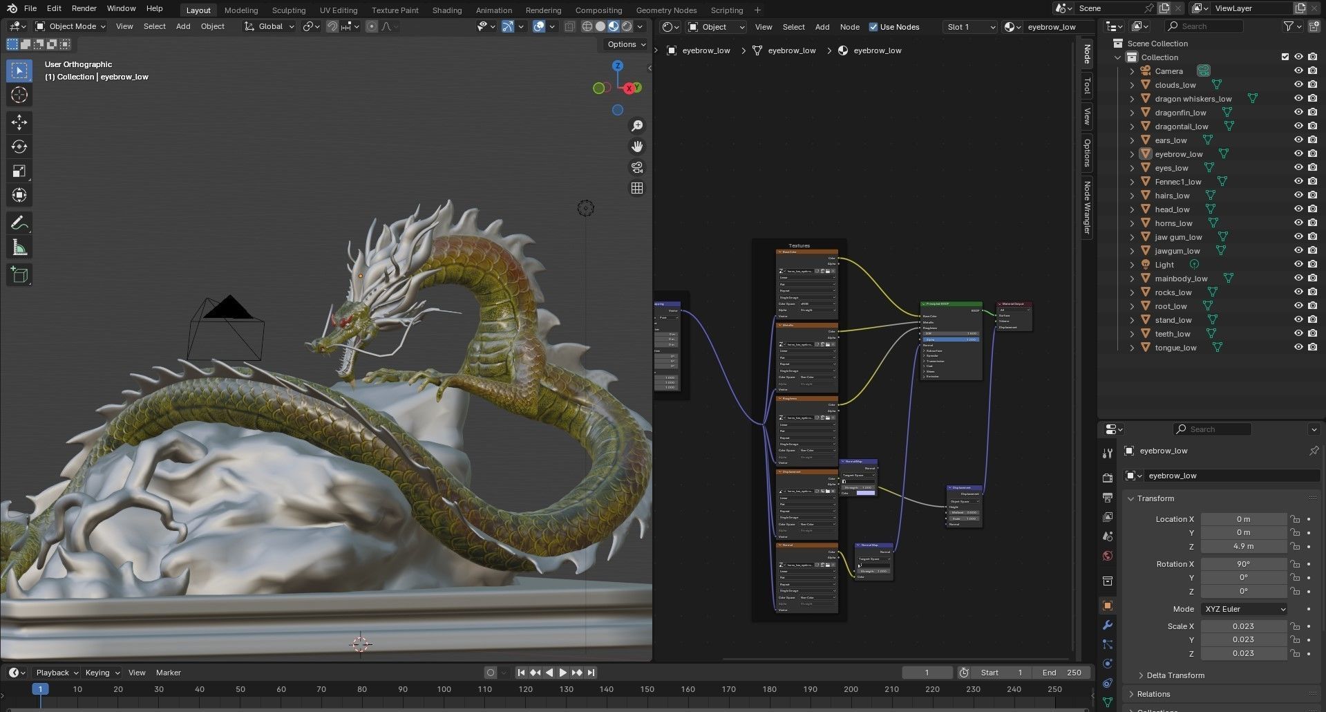 Naga Fang Lao Chinese Dragon Blender Project File Low-poly 3D model_1