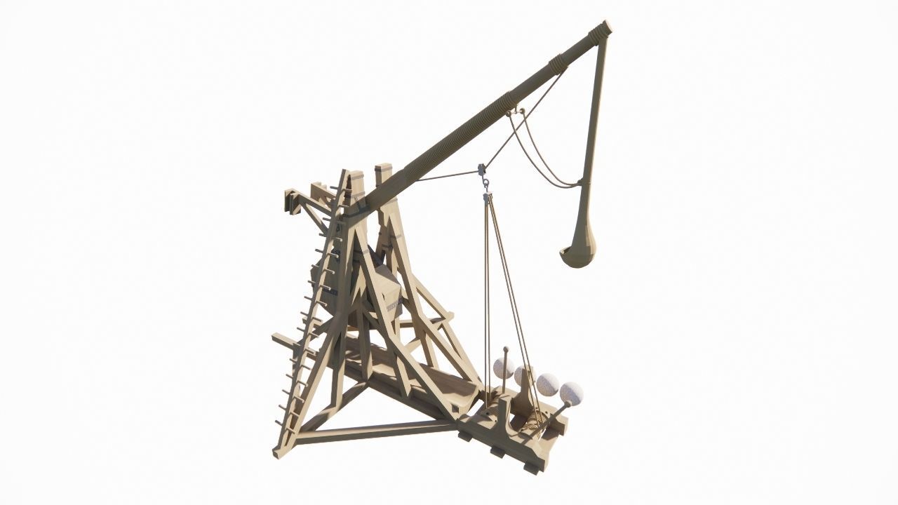 Medieval Catapult 3D model_11