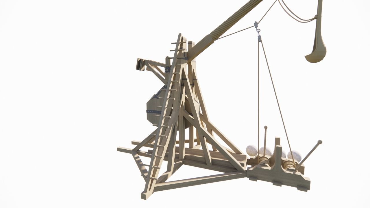 Medieval Catapult 3D model_6