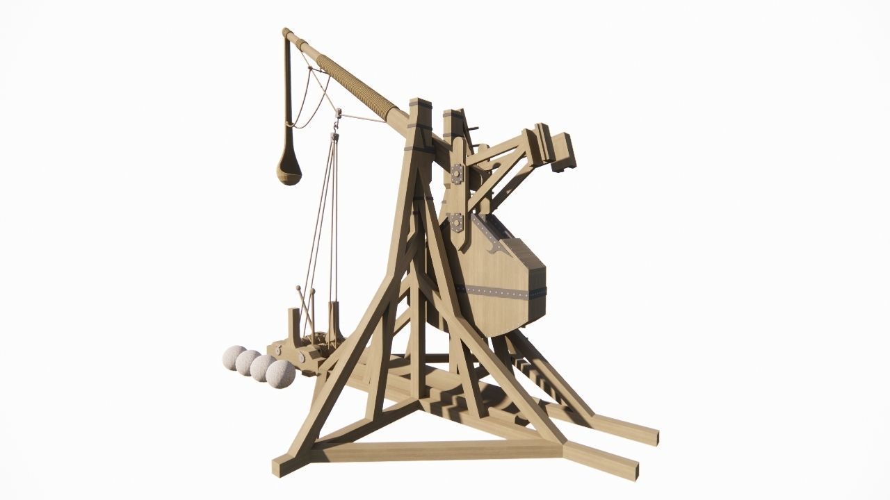 Medieval Catapult 3D model_8