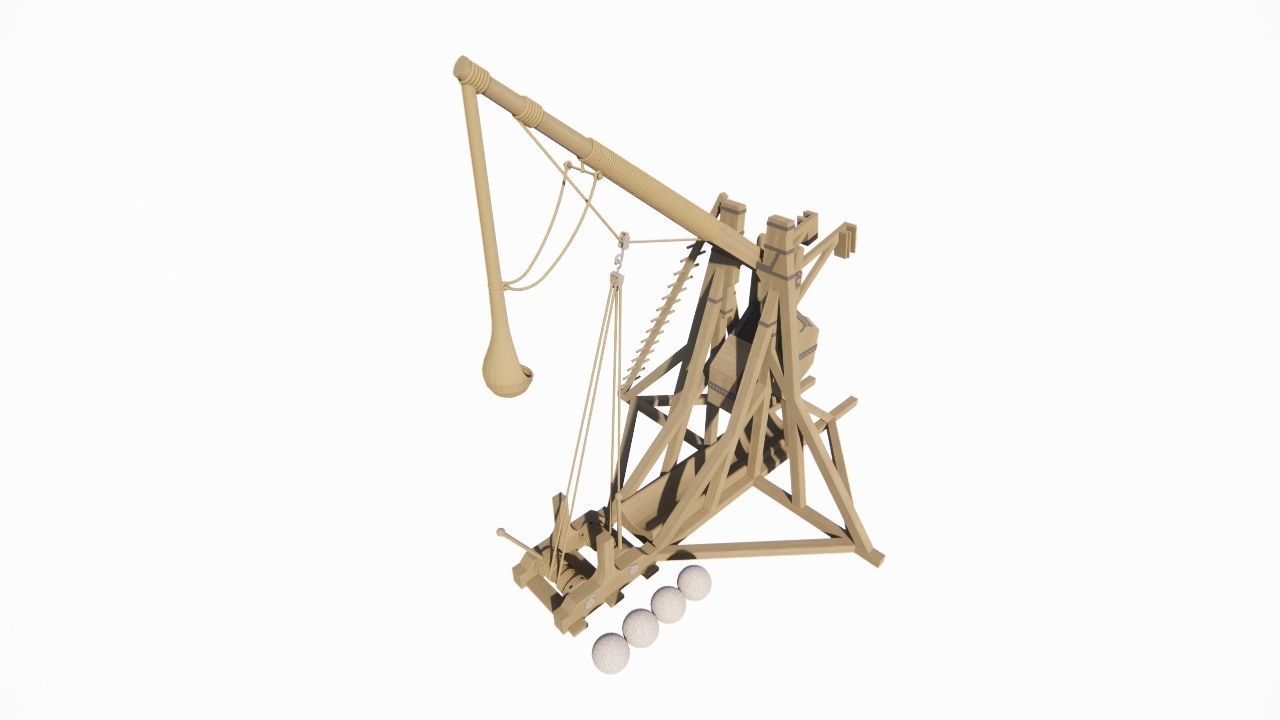 Medieval Catapult 3D model_2